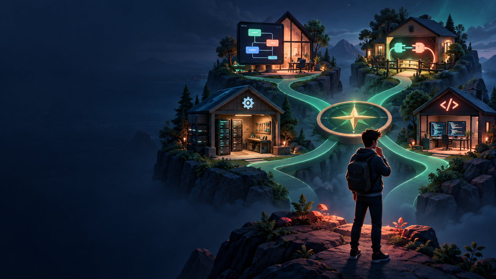 ByeBuy.ai artwork for n8n, Make, Zapier, and Custom Code: Pick the Right Home